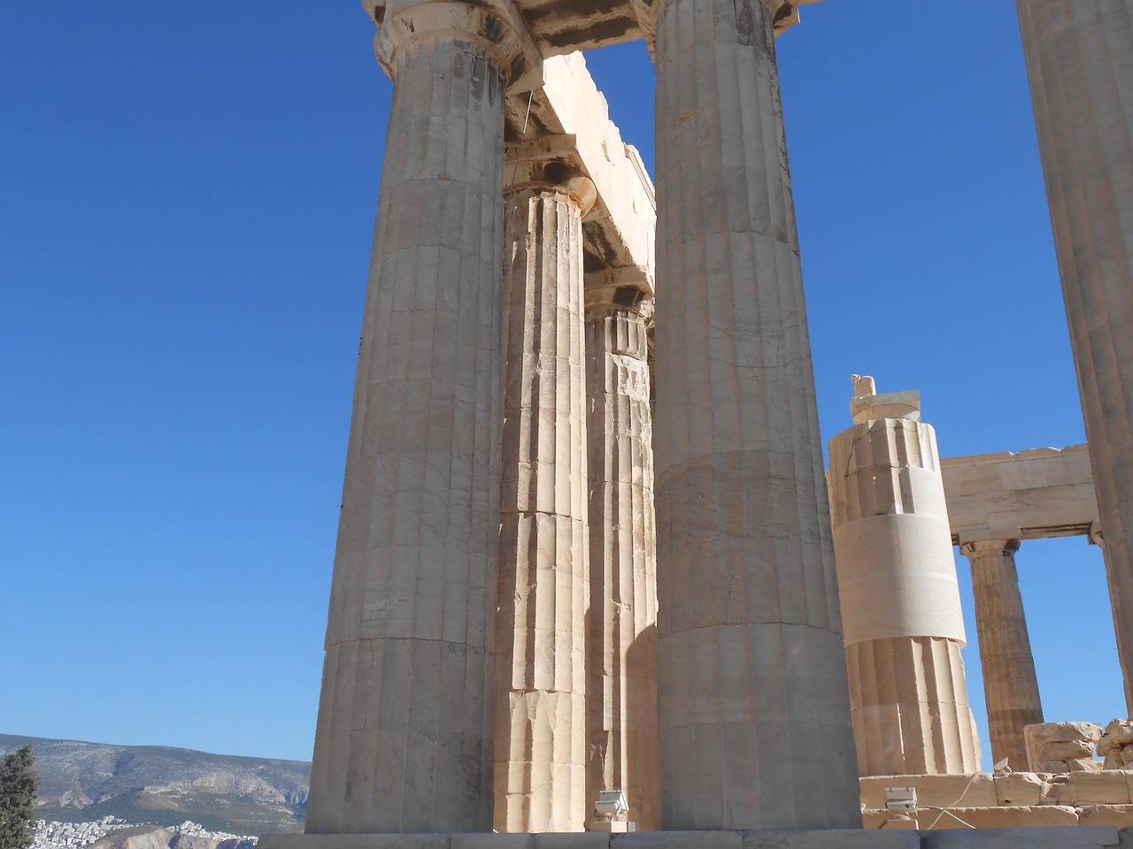 greece temple blue sky free photo