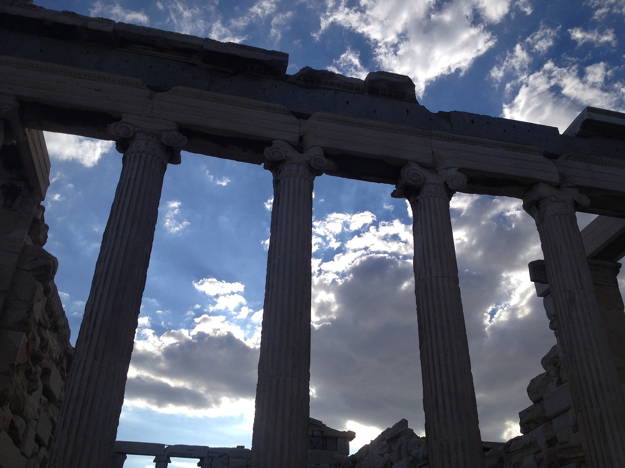 greece acropolis columns free photo