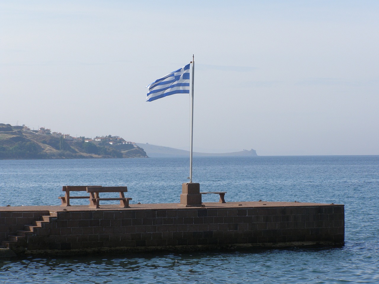 greece flag sea national free photo