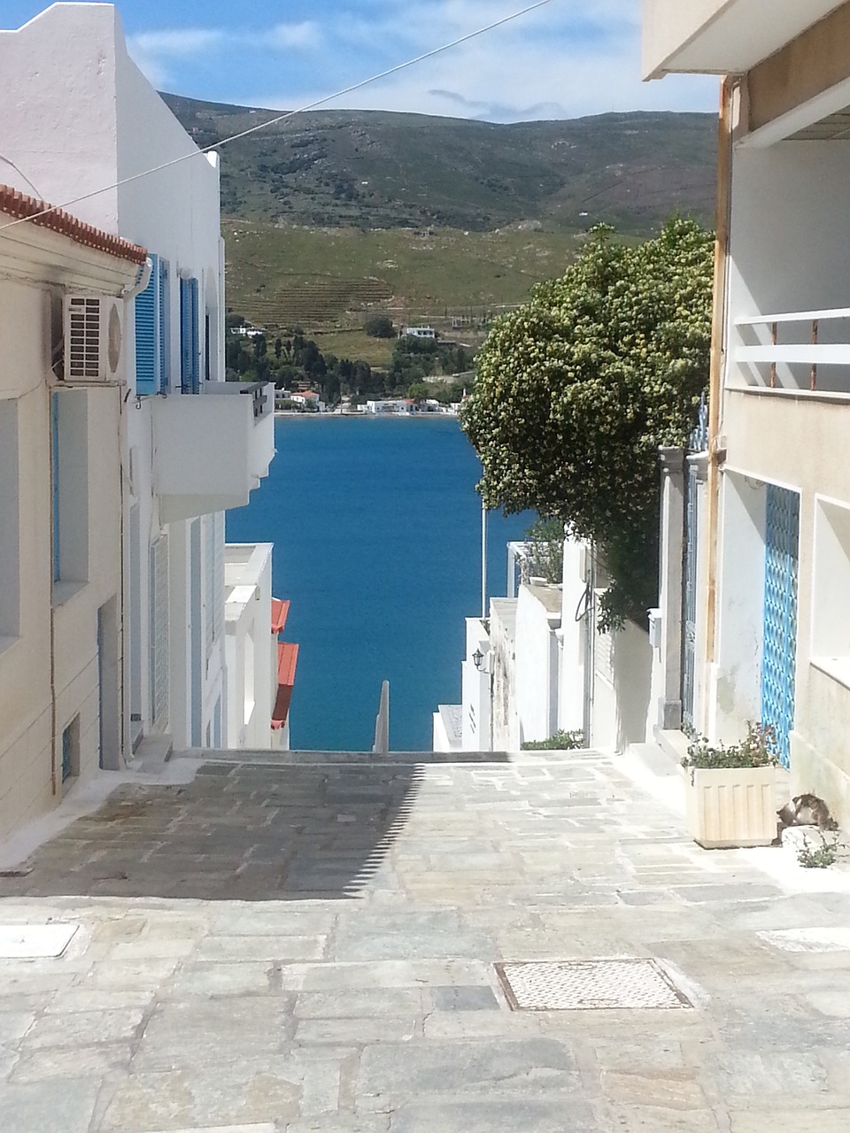 greece sea homes free photo