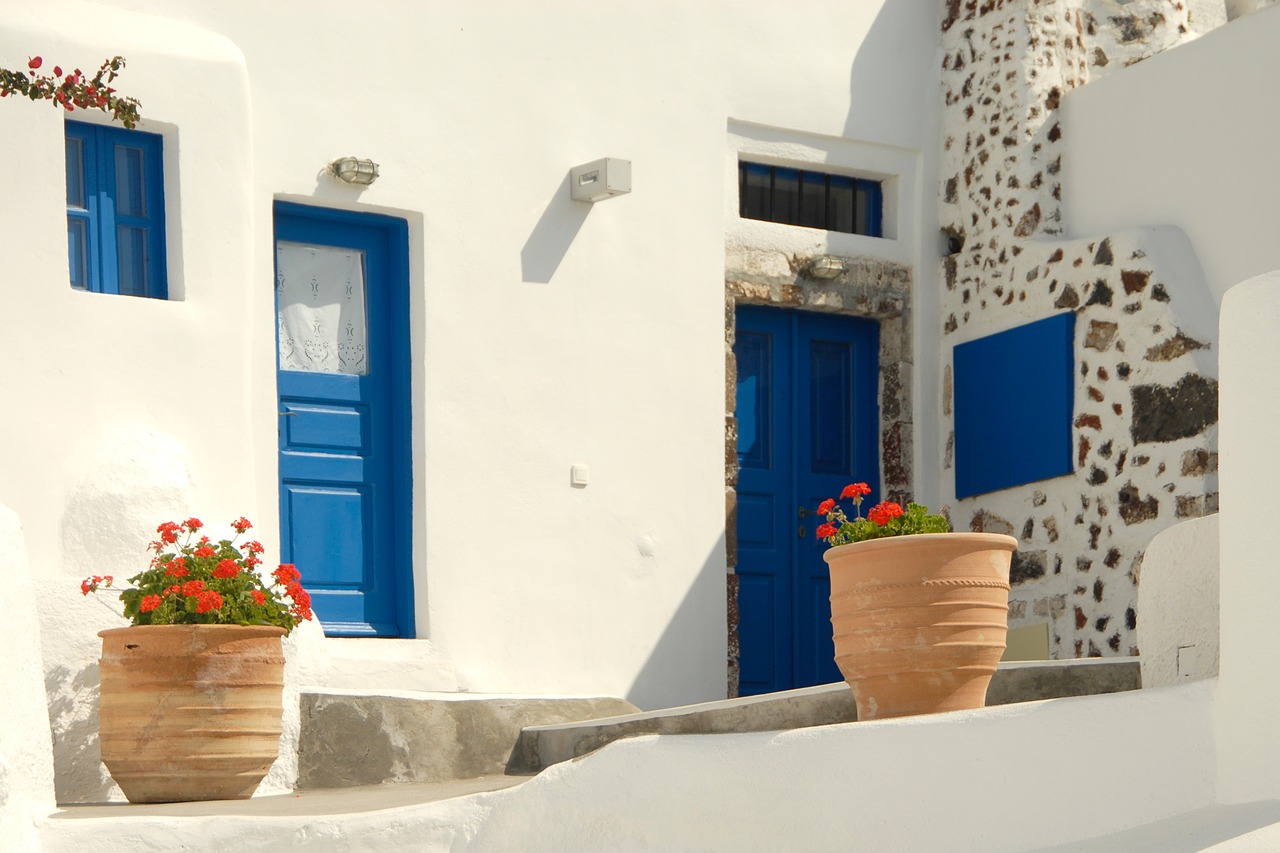 greece homes blue free photo