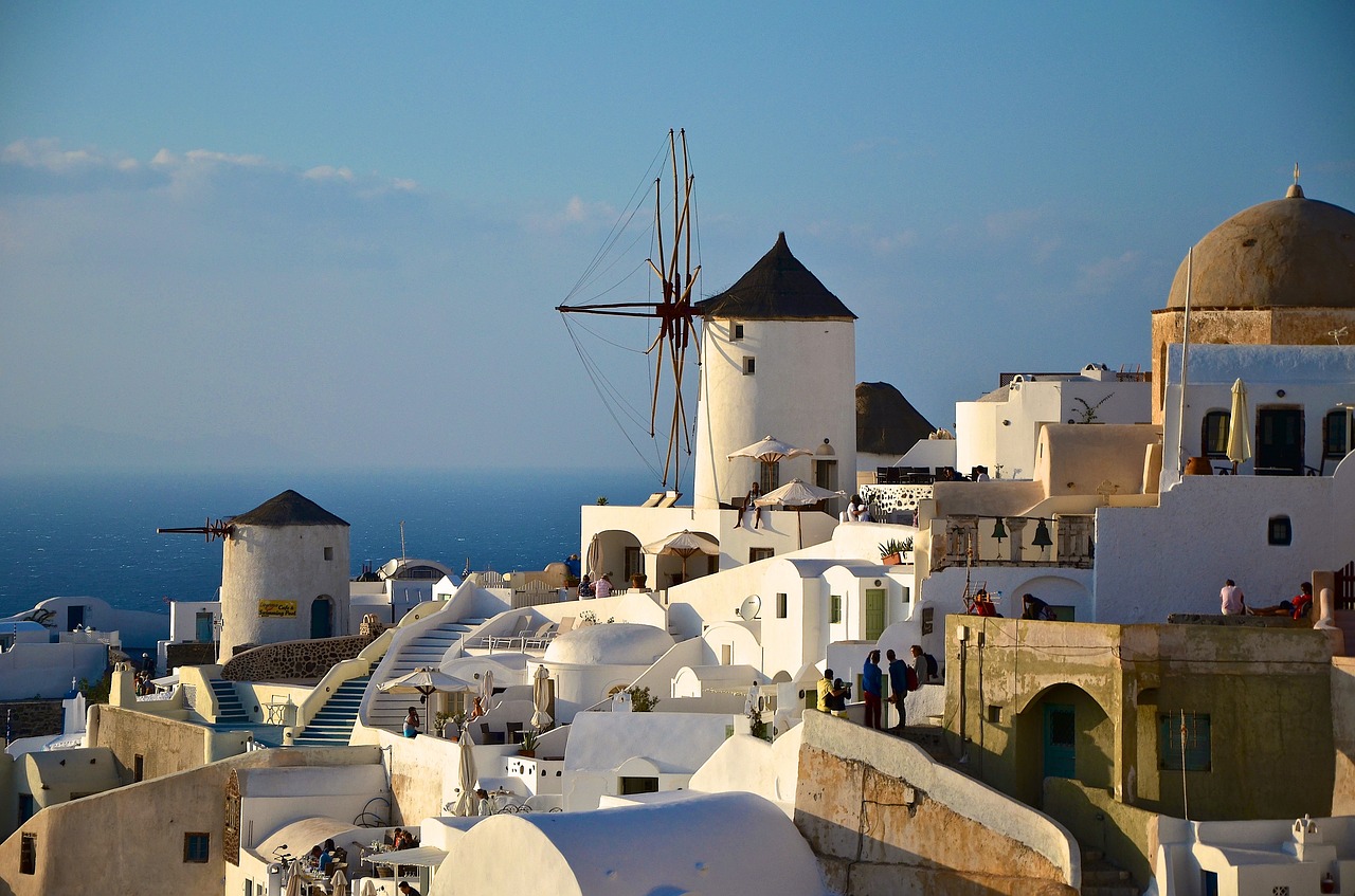 greece santorini windmill free photo