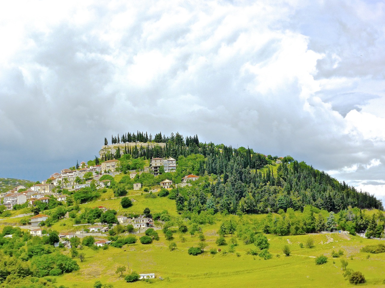 greece village hilltop free photo