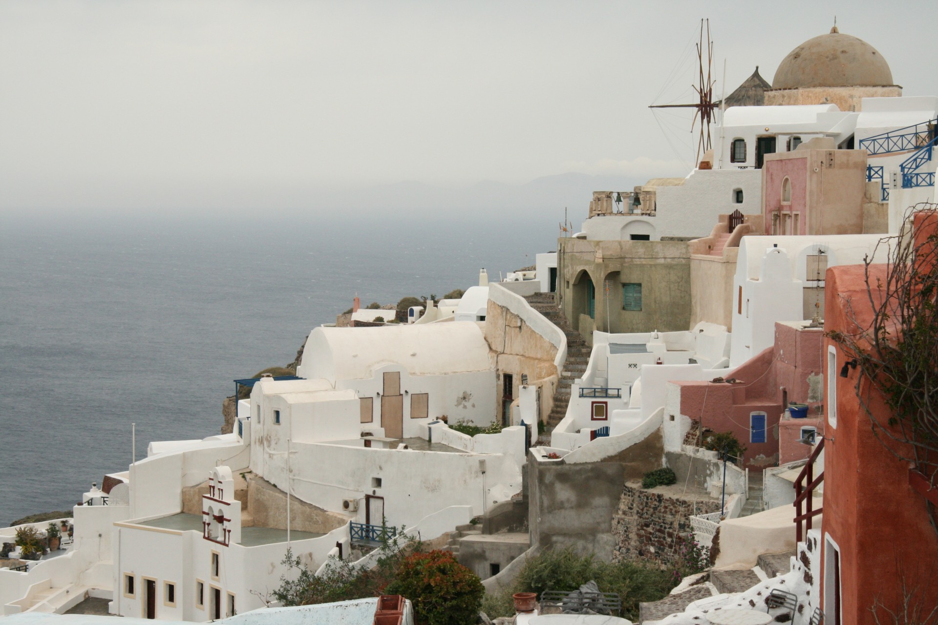 greece santorini windmills free photo