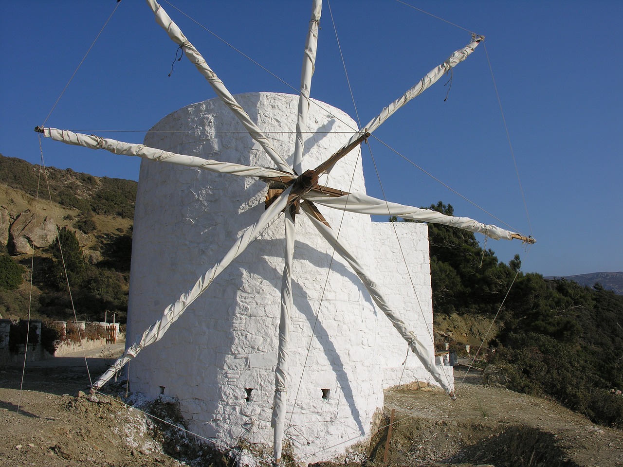 greek island karpathos wind mill free photo