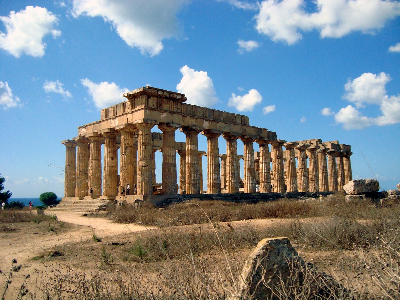 greek temple ruins monument free photo