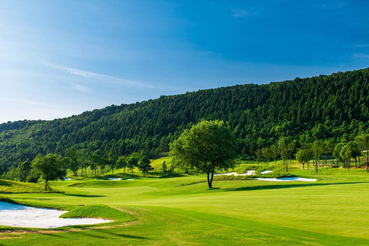 green golf blue sky free photo