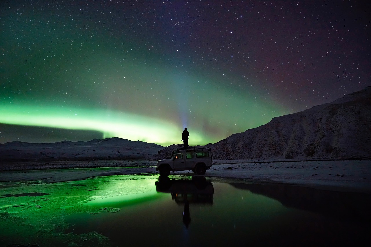 green aurora borealis people free photo