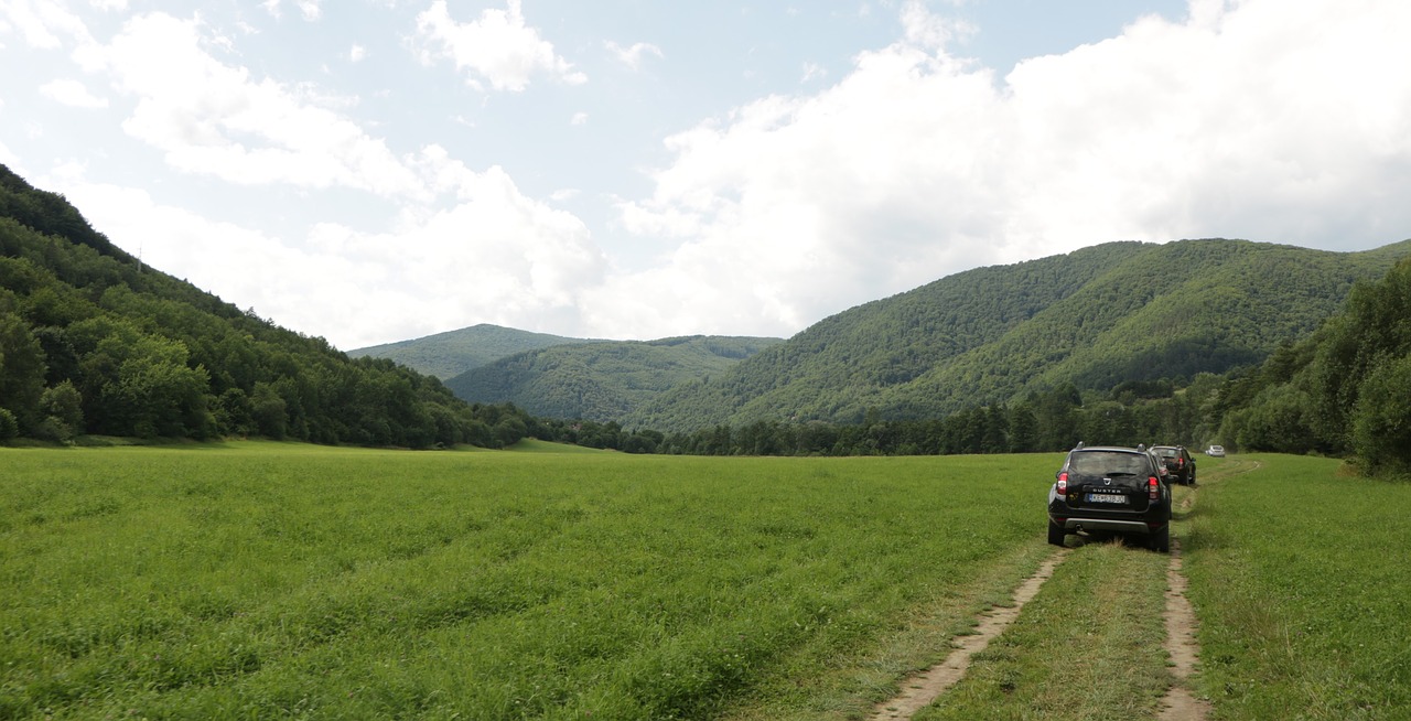 green car road trip free photo