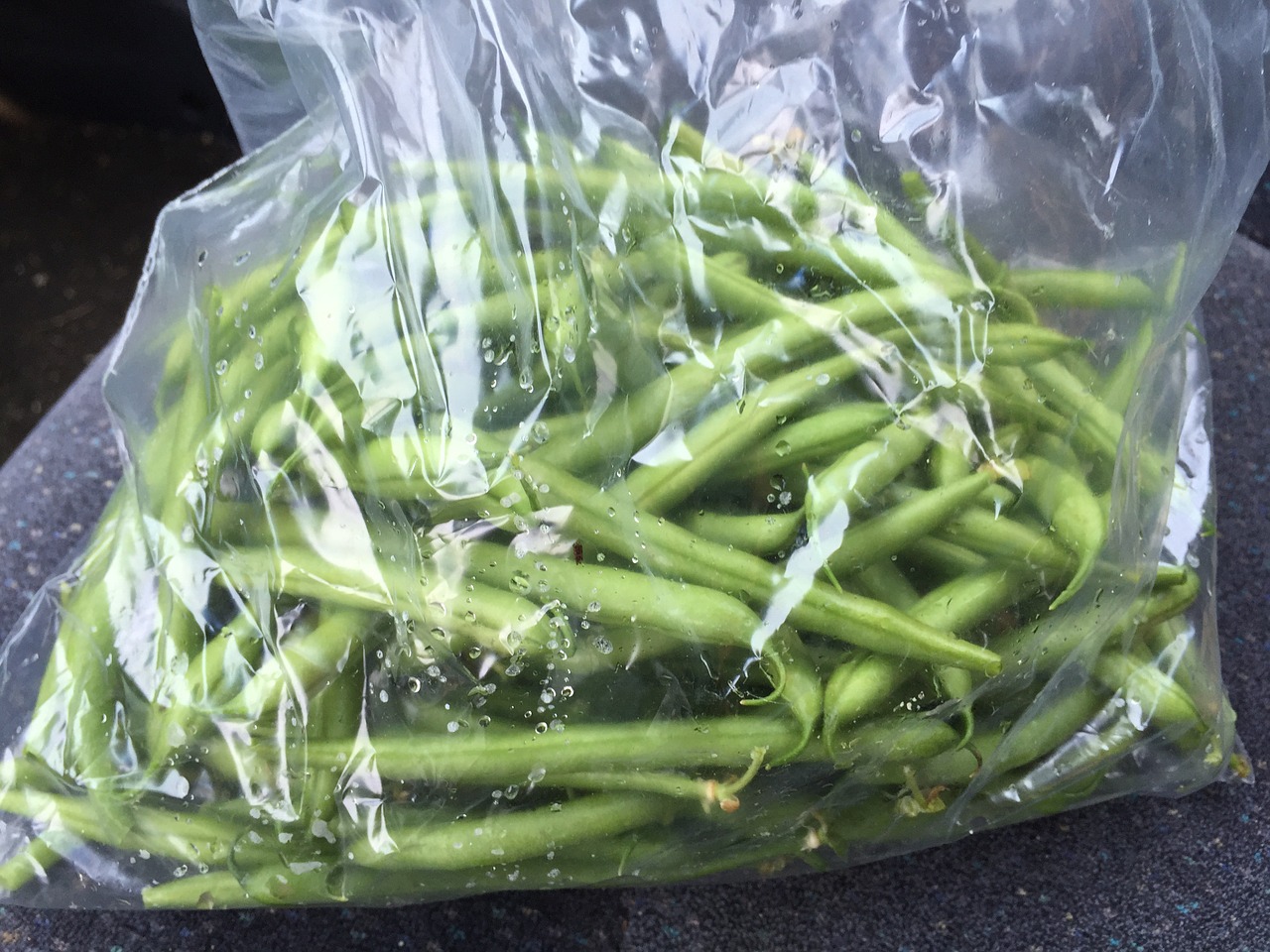 green beans plastic bag vegetable free photo
