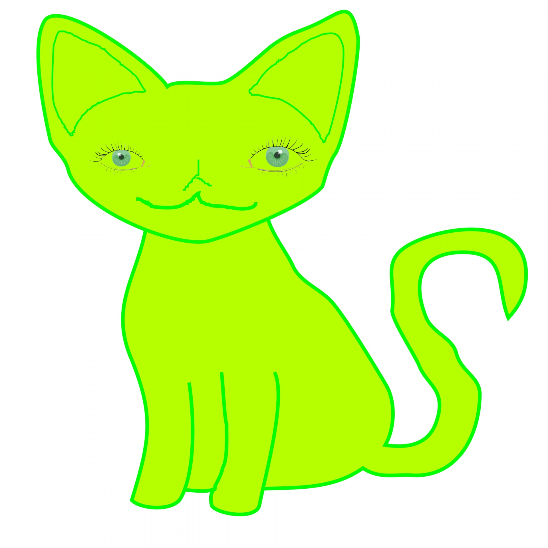 green cat doodle free photo