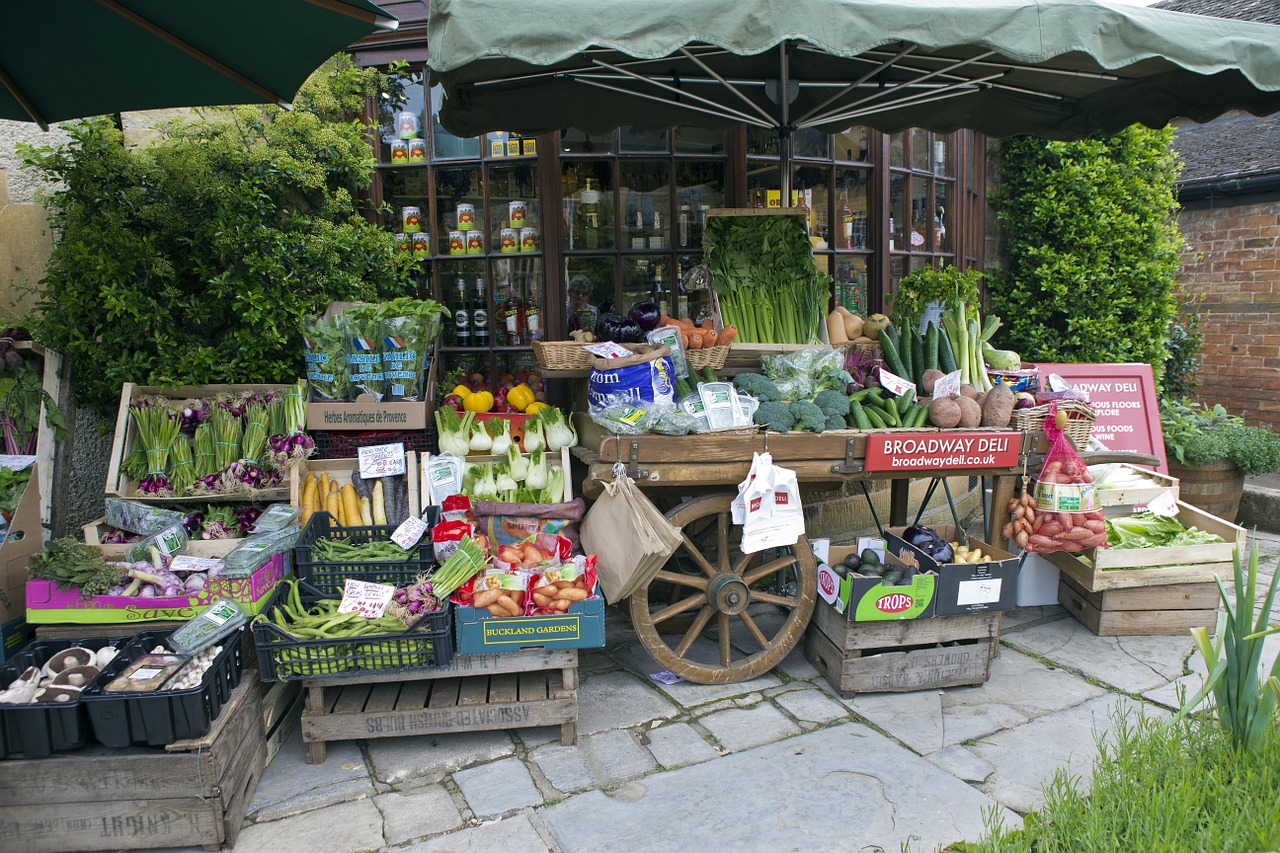 greengrocer's handcart vegetable display old wooden pallets and boxes free photo