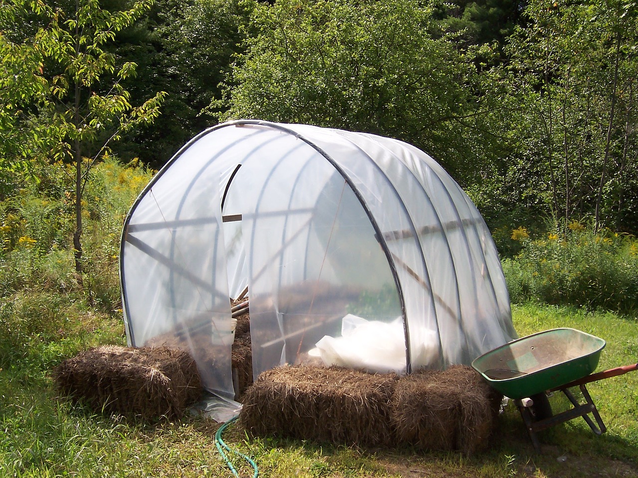 greenhouse field wheelbarrow free photo