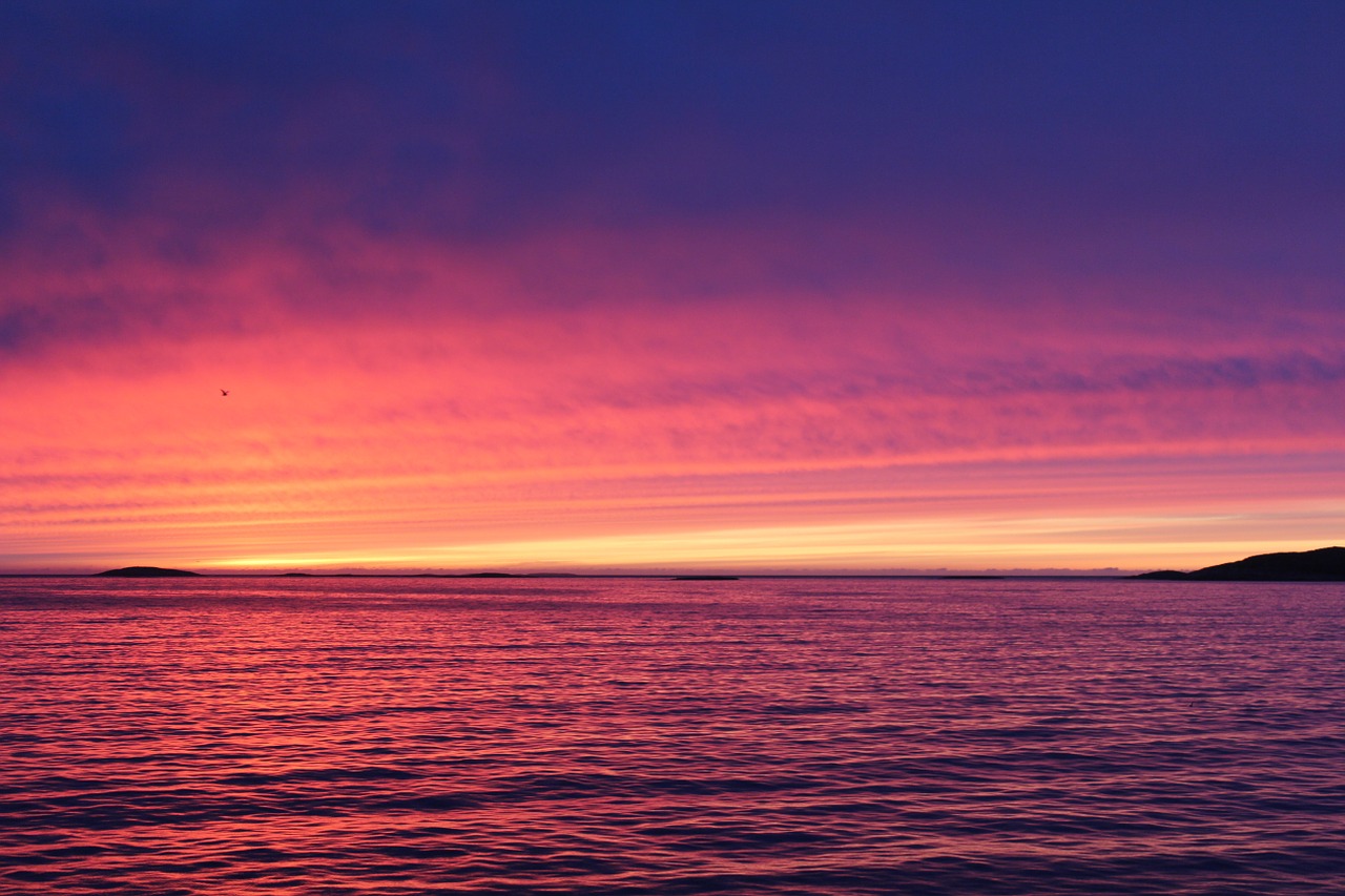 greenland sunset by the water free photo