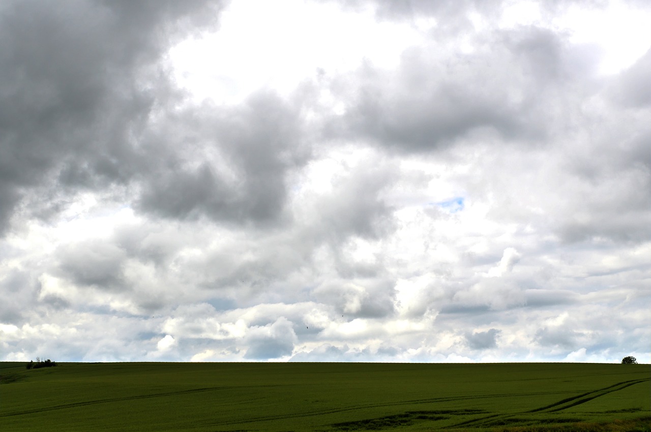 grey clouds field nature free photo