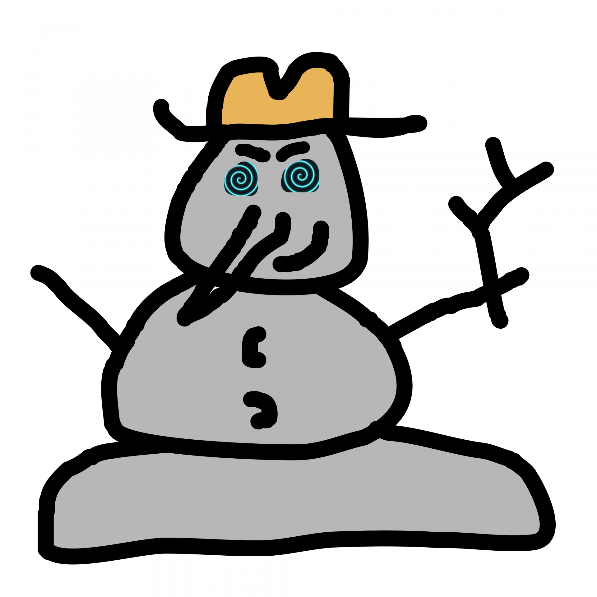 drawing grey snowman free photo