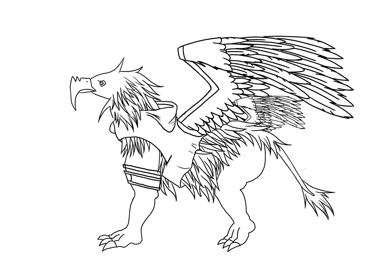griffin monster line art free photo