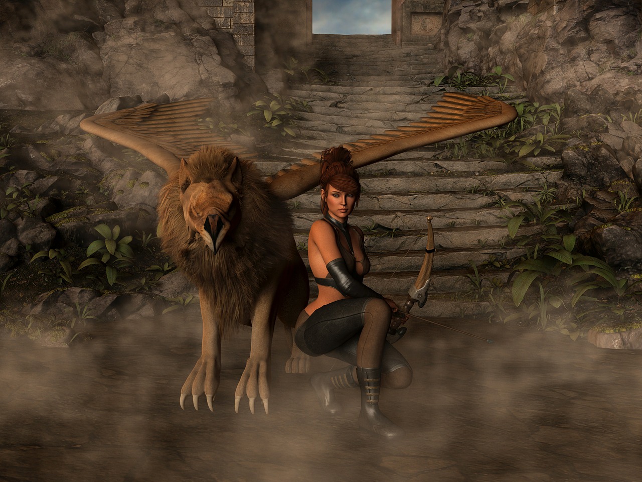 griffin woman warrior free photo