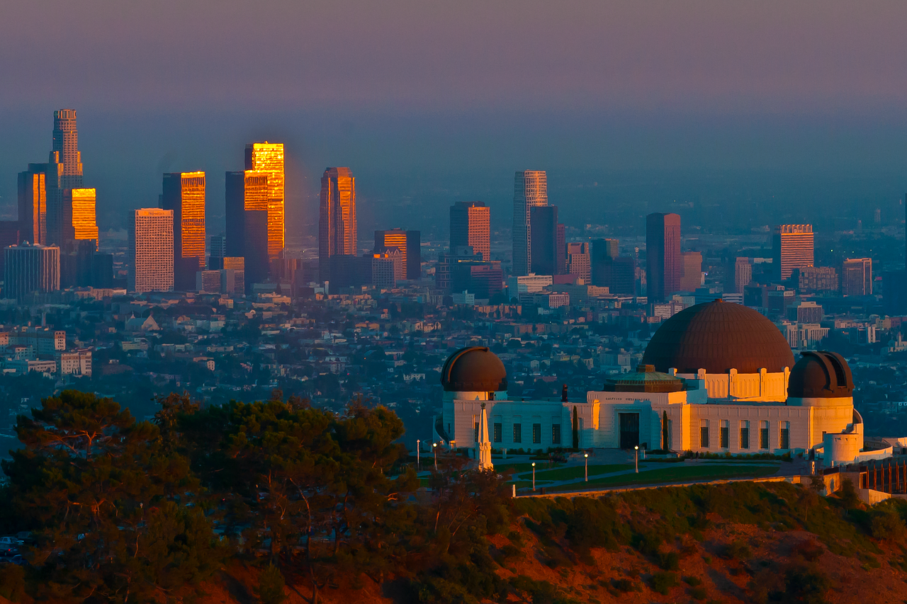 griffith observatory  los angeles  sunset free photo