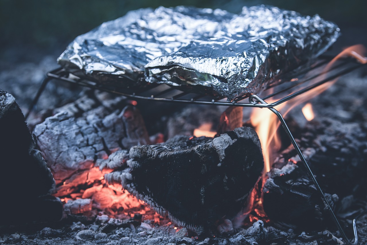 grill aluminum foil ash free photo