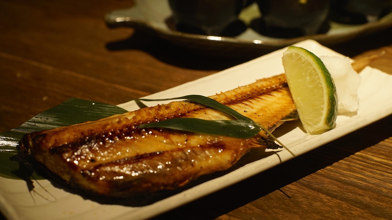 grilled fish japan cuisine and the wind free photo