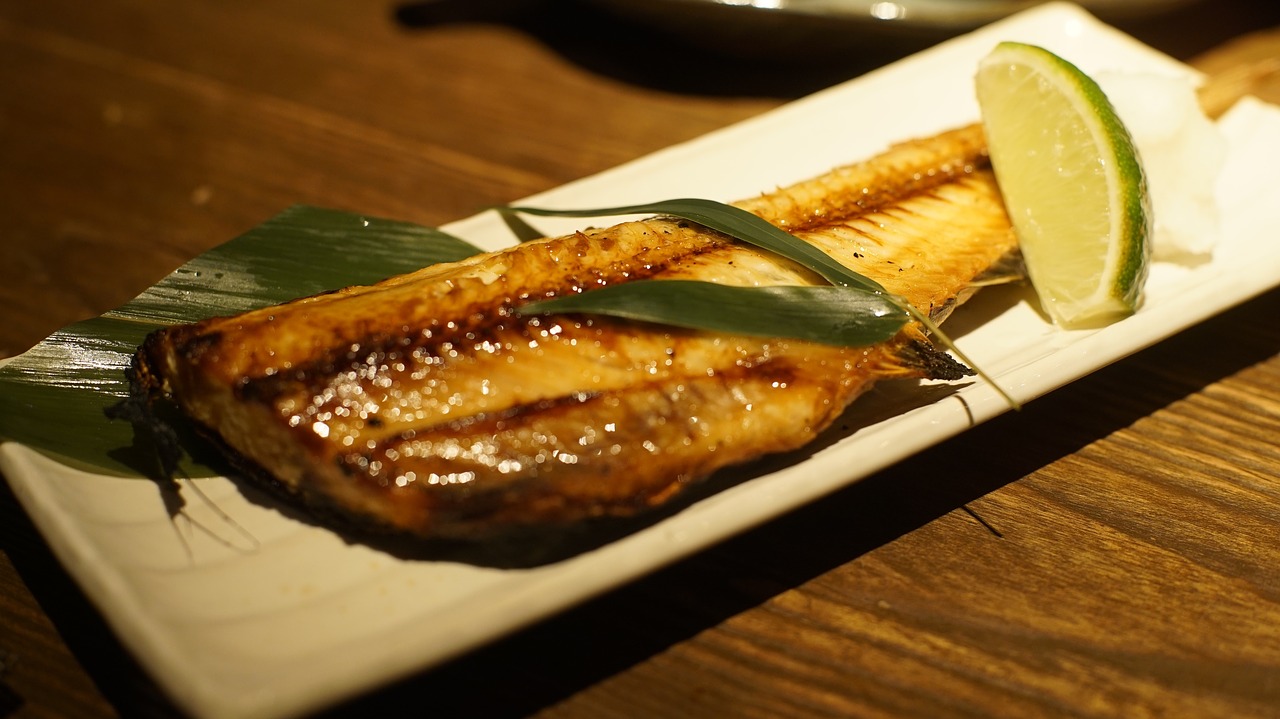 grilled fish japan cuisine and the wind free photo