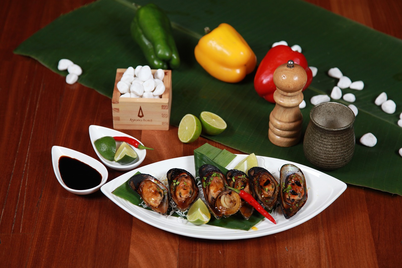 grilled mussels seafood restaurant free photo