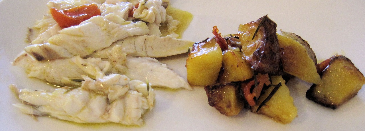 grilled rombo whitefish herbed potatoes free photo