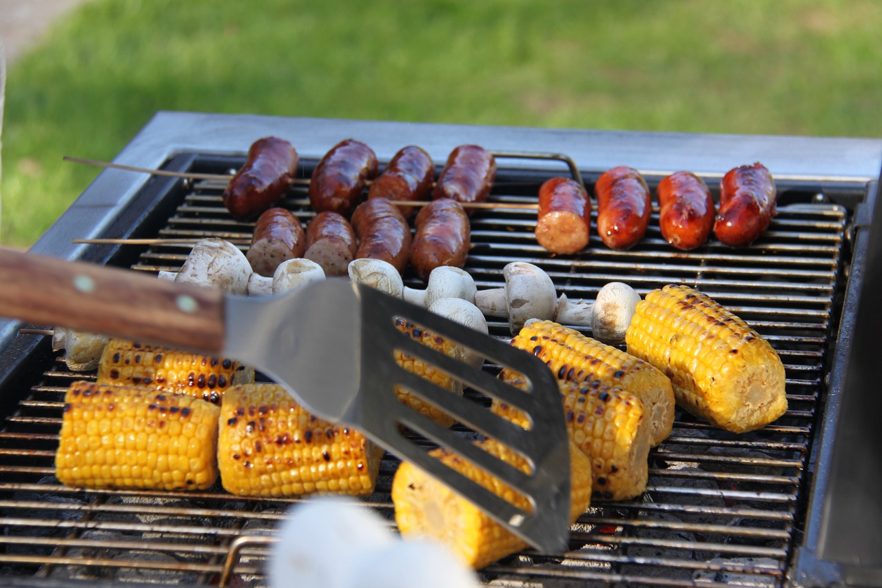 grilling summer corn on the cob free photo