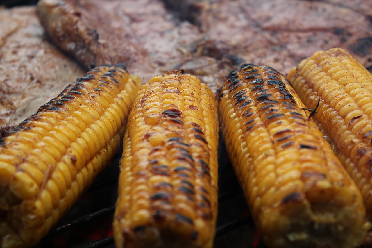 grilling meat corn free photo