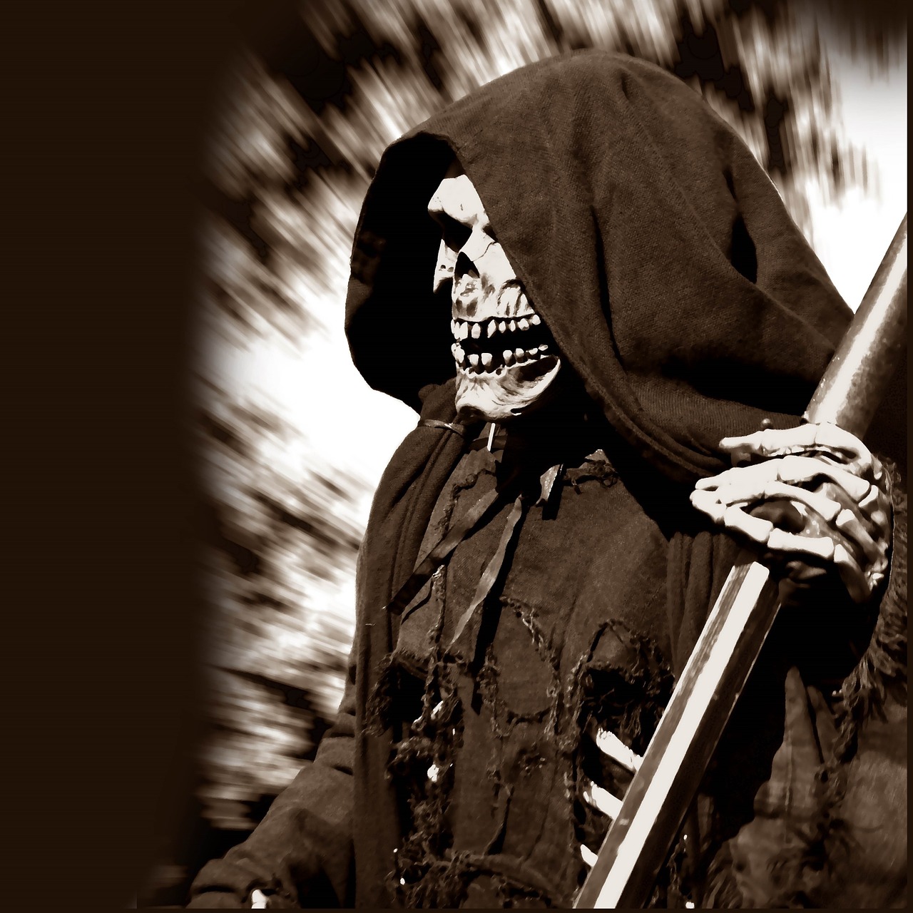 grim reaper the death man with the scythe free photo