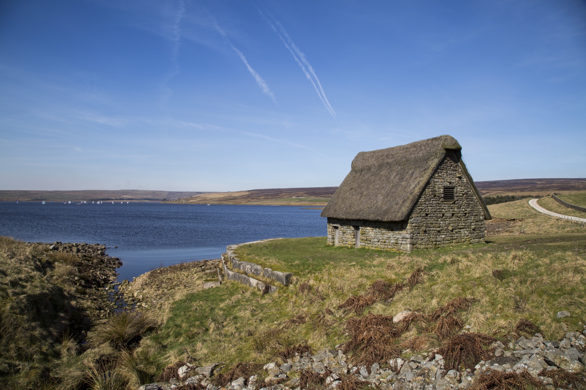 grimwith reservoir water free photo