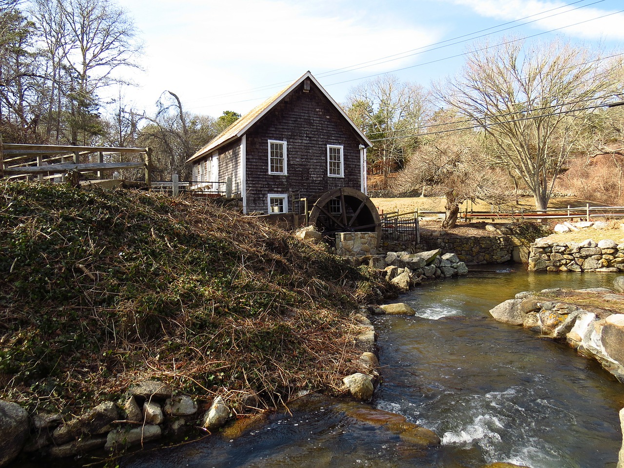 grist mill water wheel countryside free photo