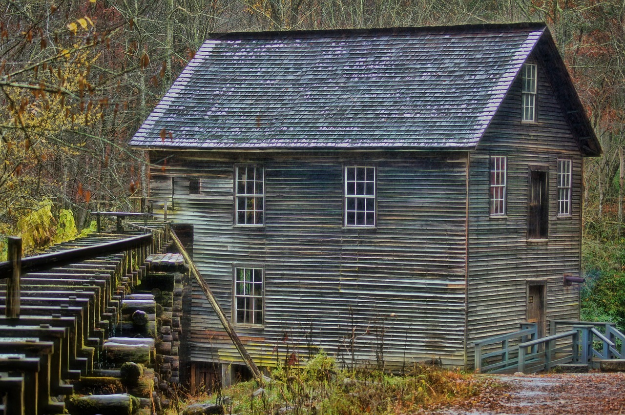grist mill mountains rural free photo