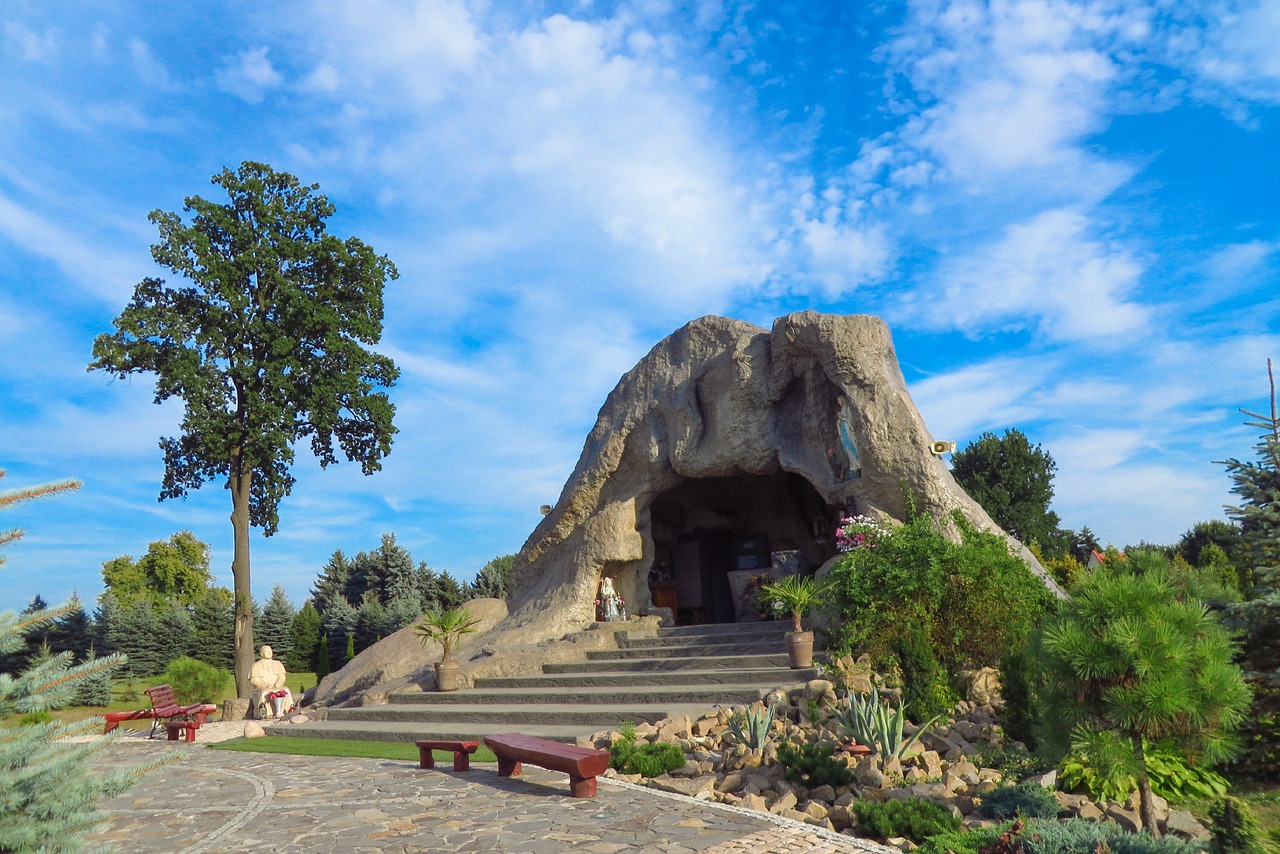 grotto  mother of god of lourdes  straszęcin free photo