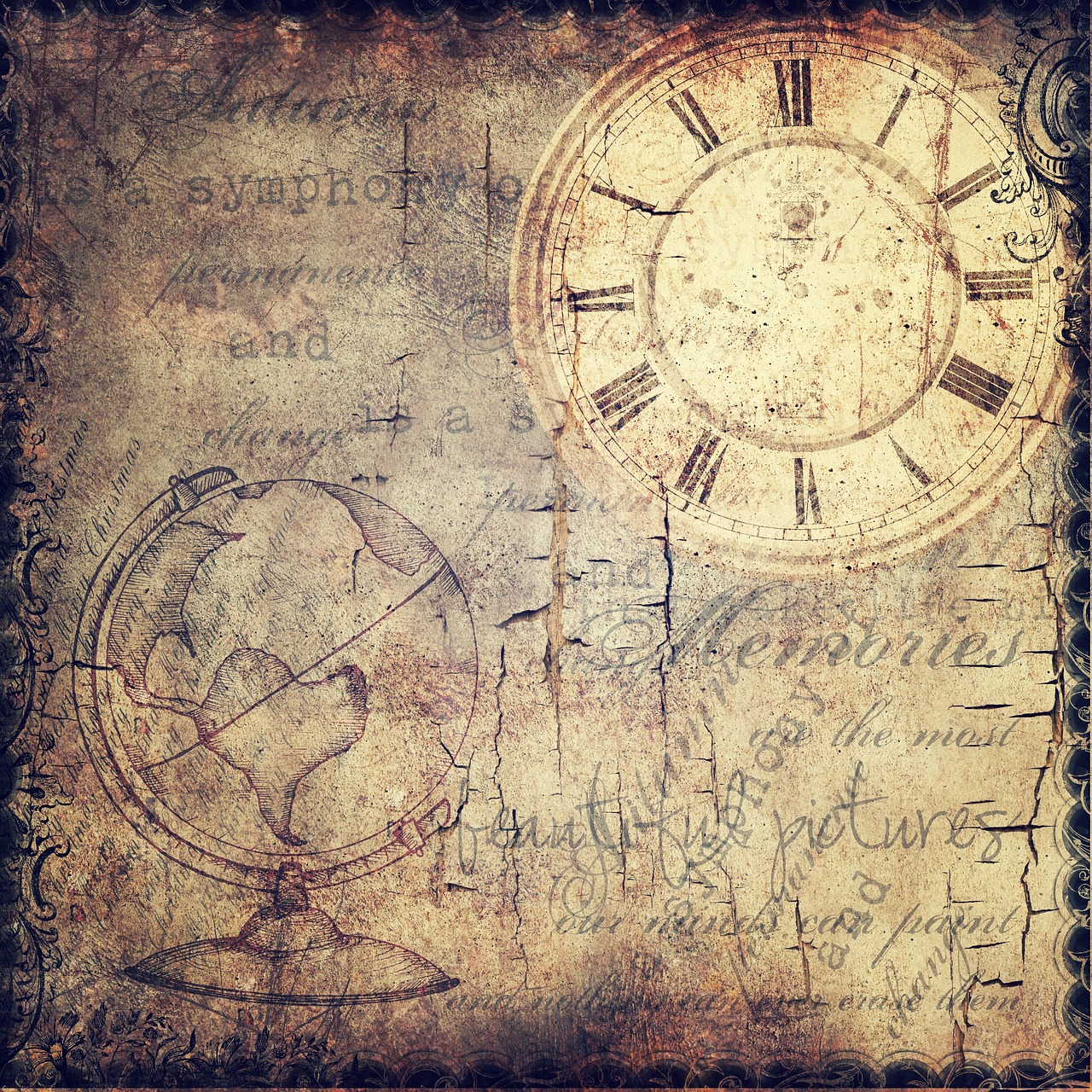 grunge clock surreal free photo