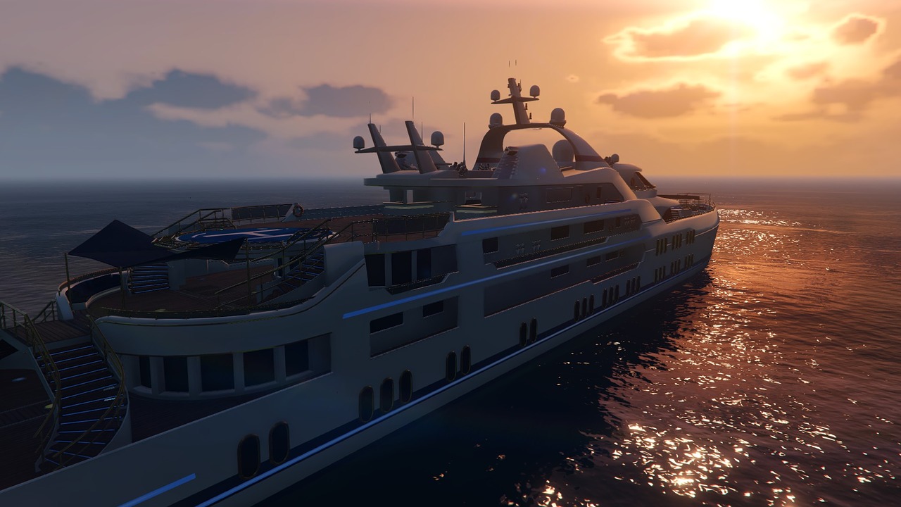 gta v yacht sunset free photo