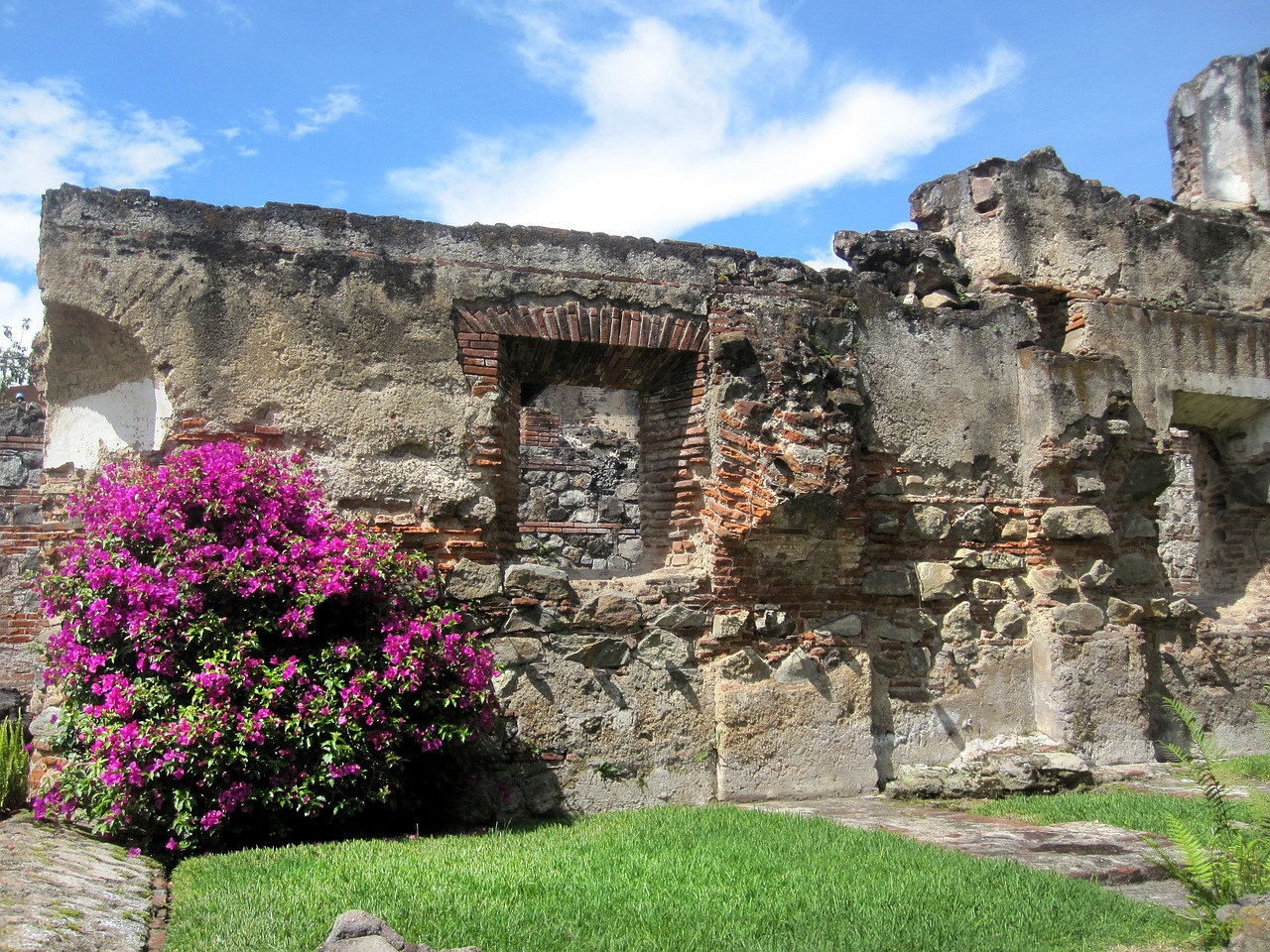 guatemala bougainvillea church free photo