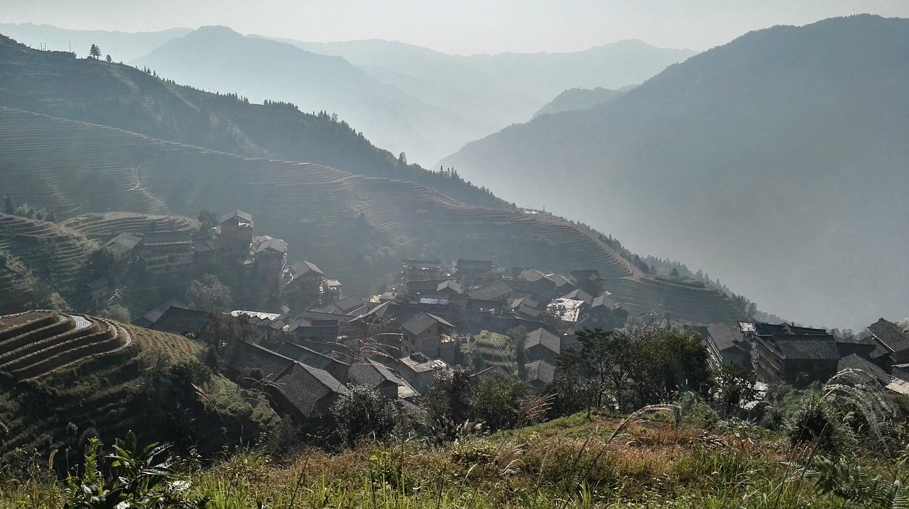 guilin longji ridge house sunrise free photo