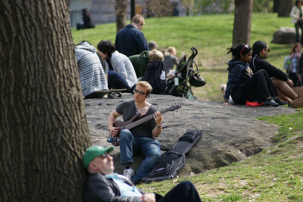 guitar central park man free photo