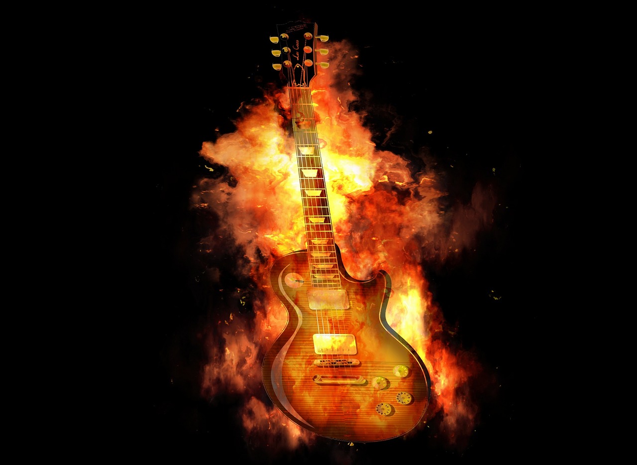 guitar fire flame free photo