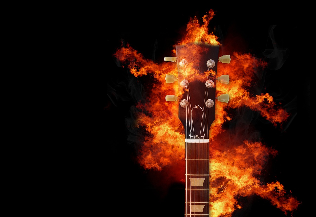 guitar fire music free photo