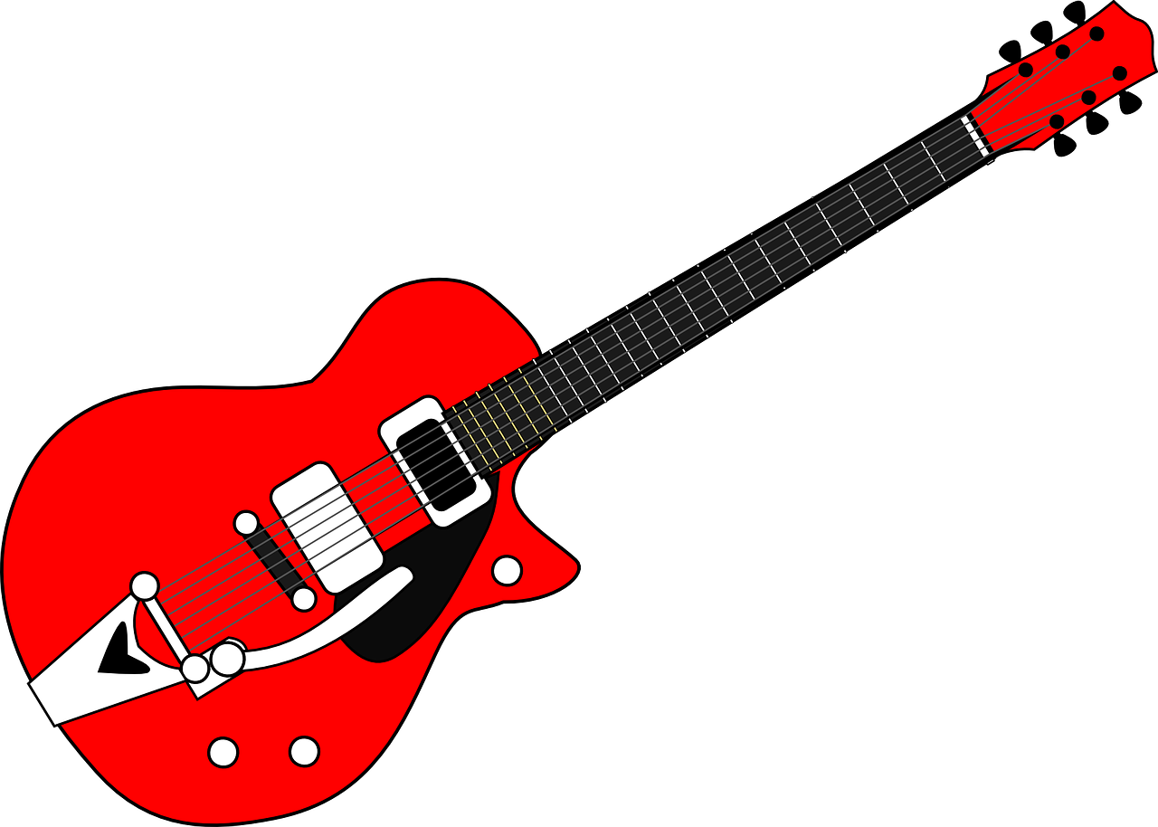 guitar red black free photo