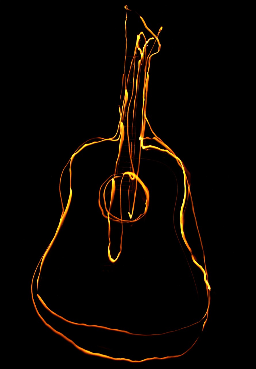 guitar music painting with light free photo