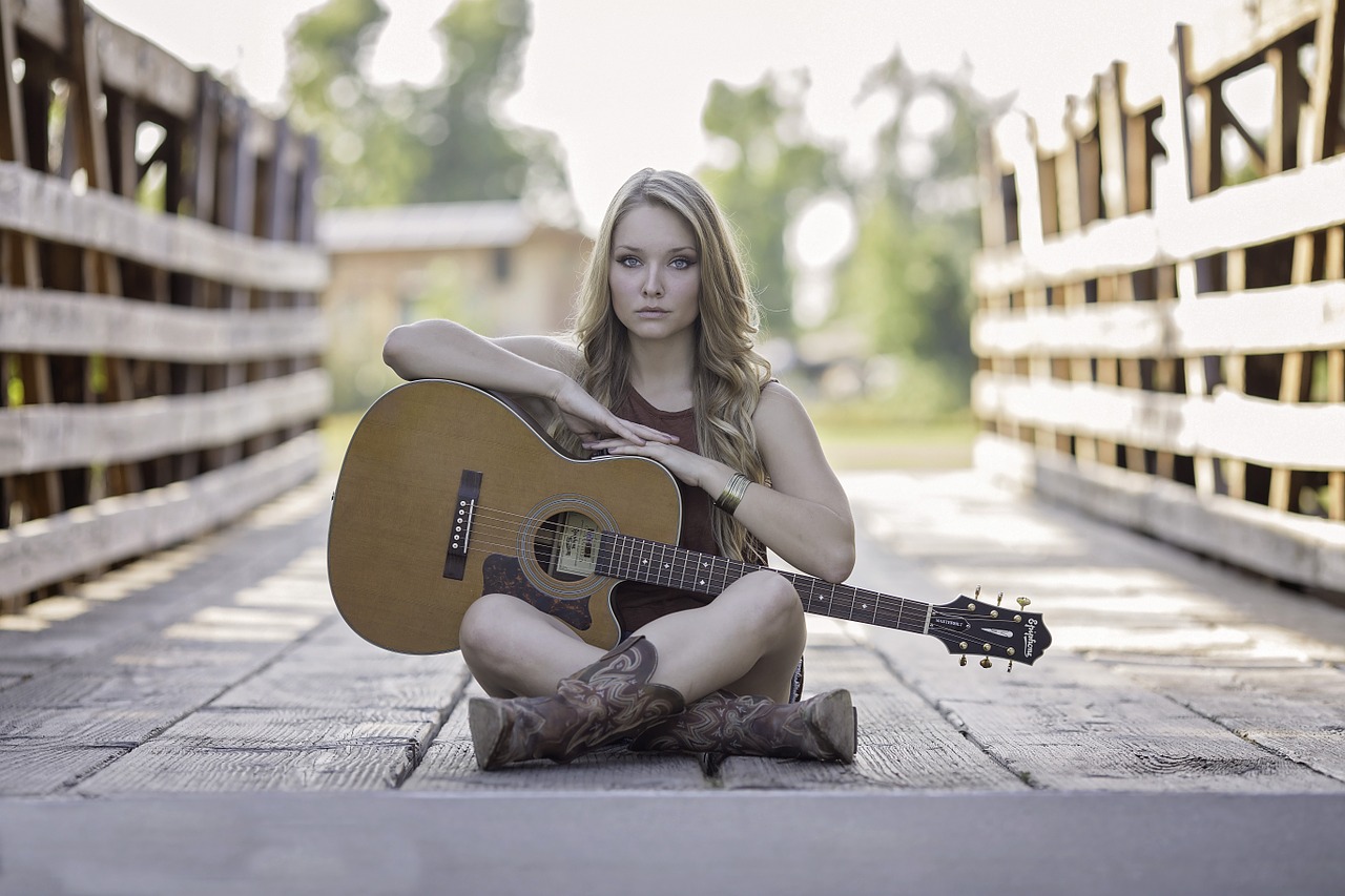 guitar country girl free photo