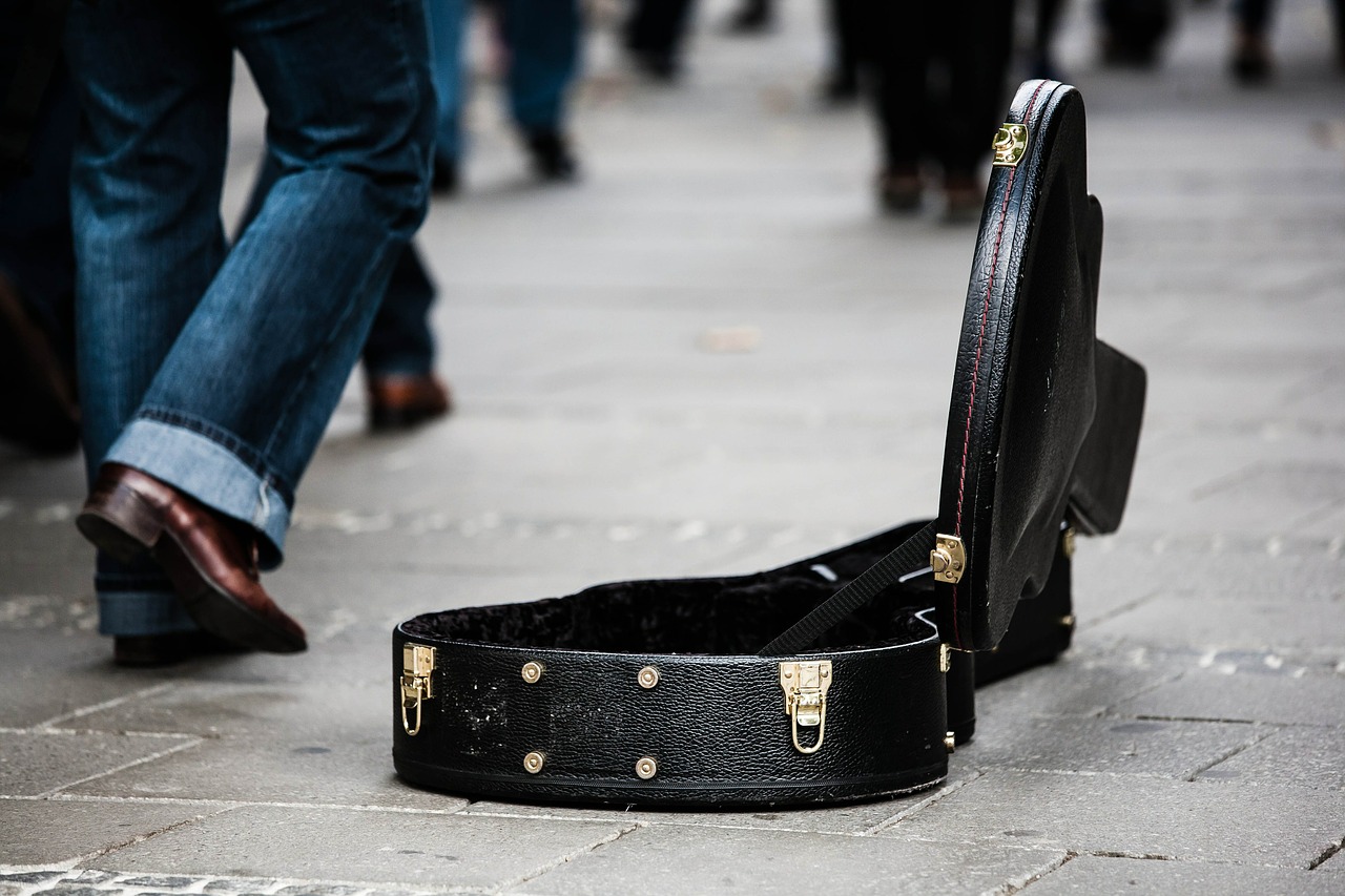guitar case street musicians donate free photo