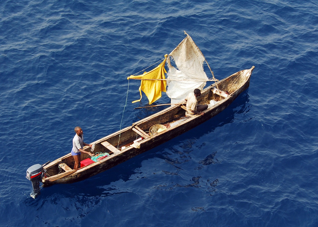 gulf of guinea boat fishermen free photo
