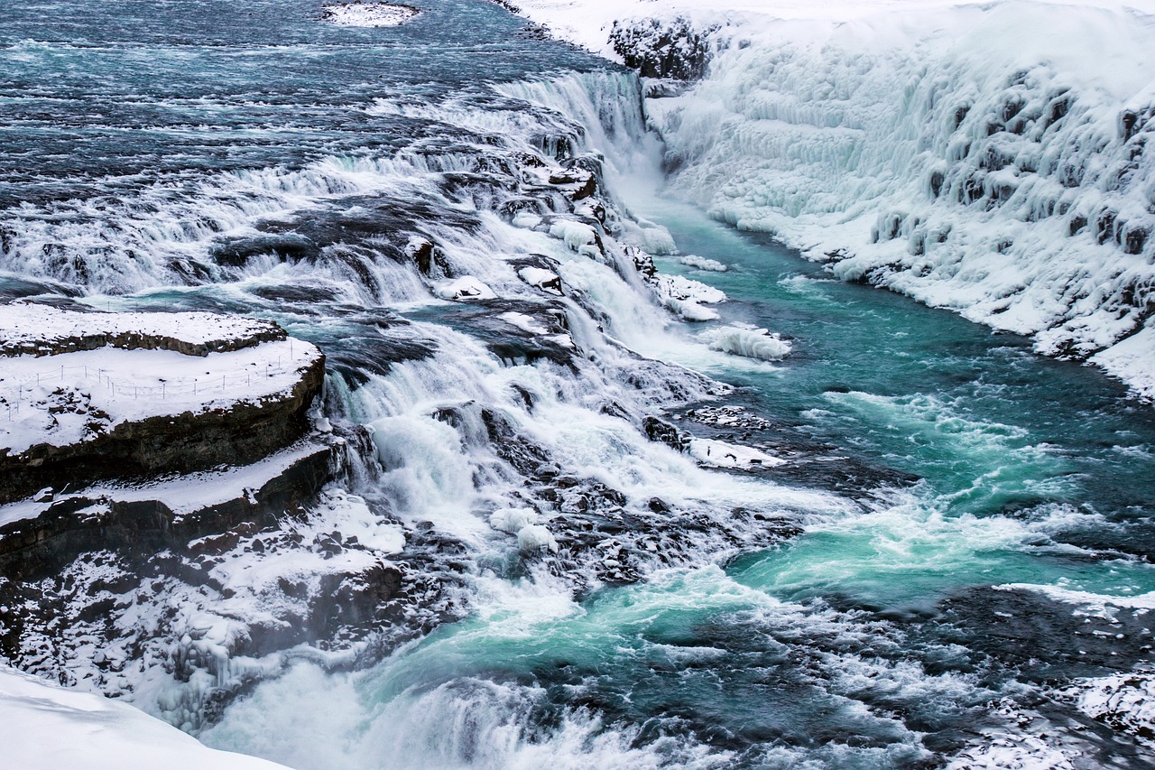 gulfoss waterfall icelandic free photo