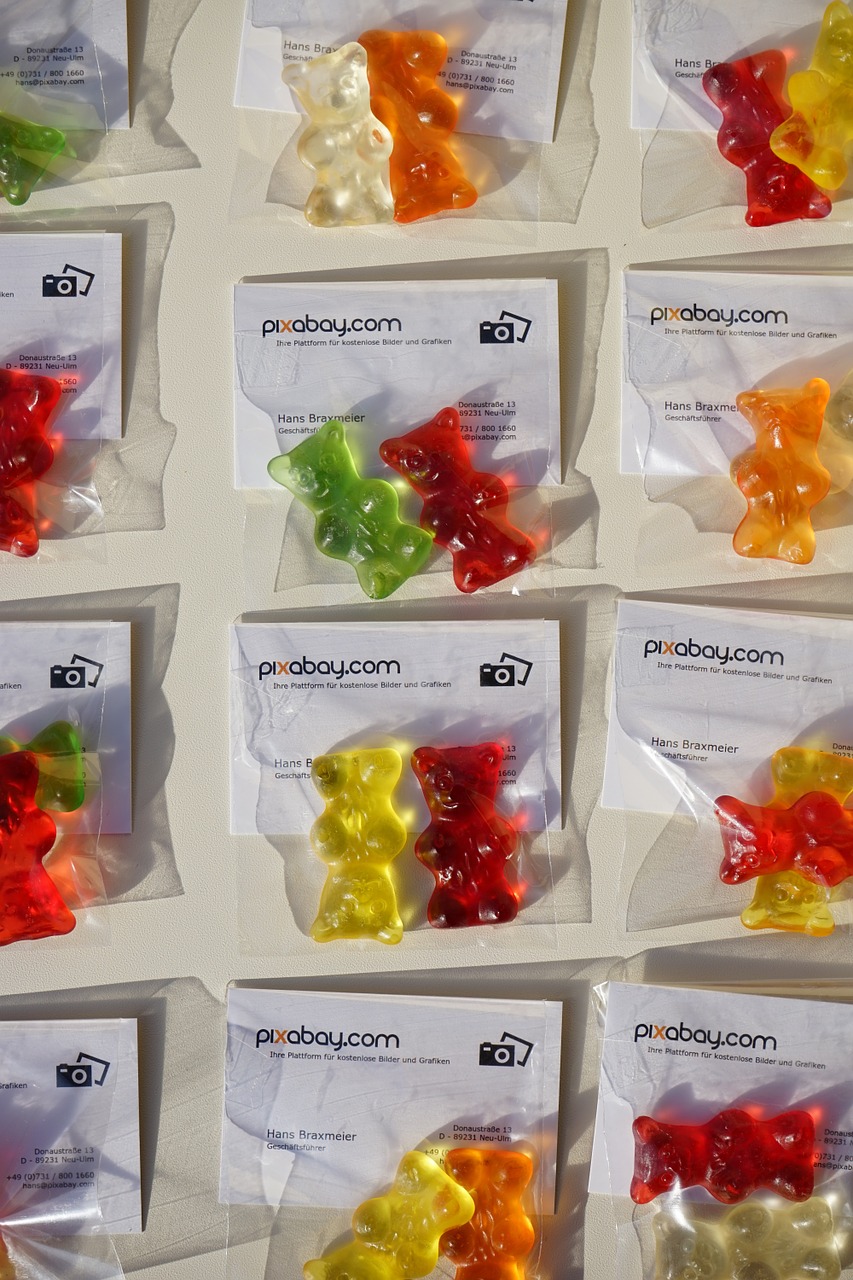 gummi bears packed business cards free photo