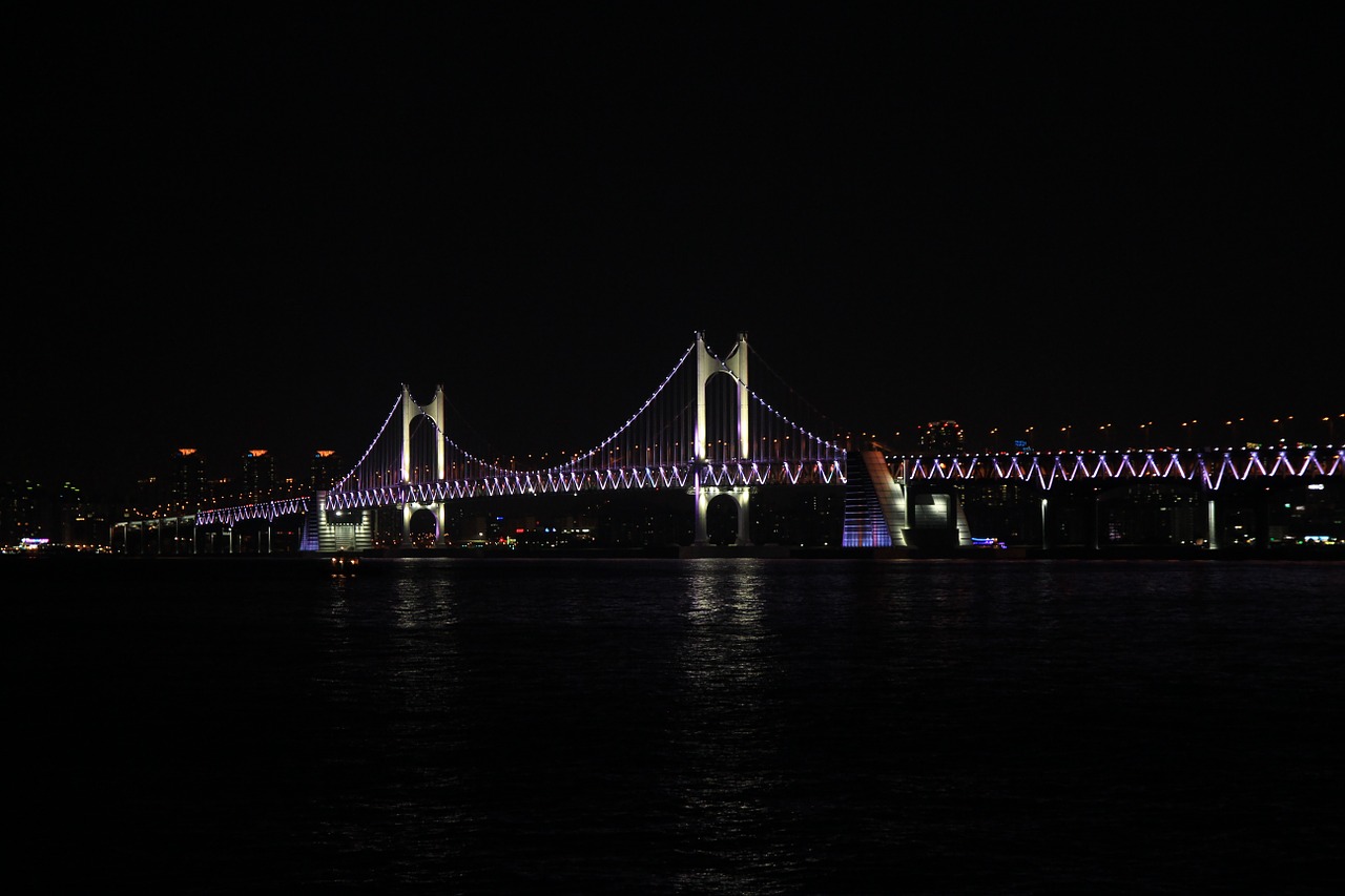 gwangan bridge night view sea free photo